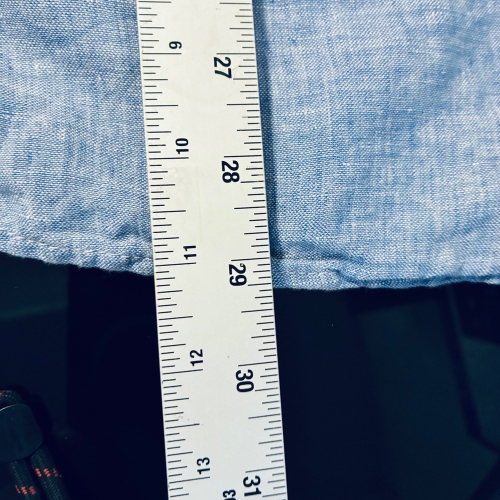 Tahari 100% Linen Long Sleeve Button Up Blue Top NO SIZE TAG SEE MEASUREMENTS - Picture 6 of 8